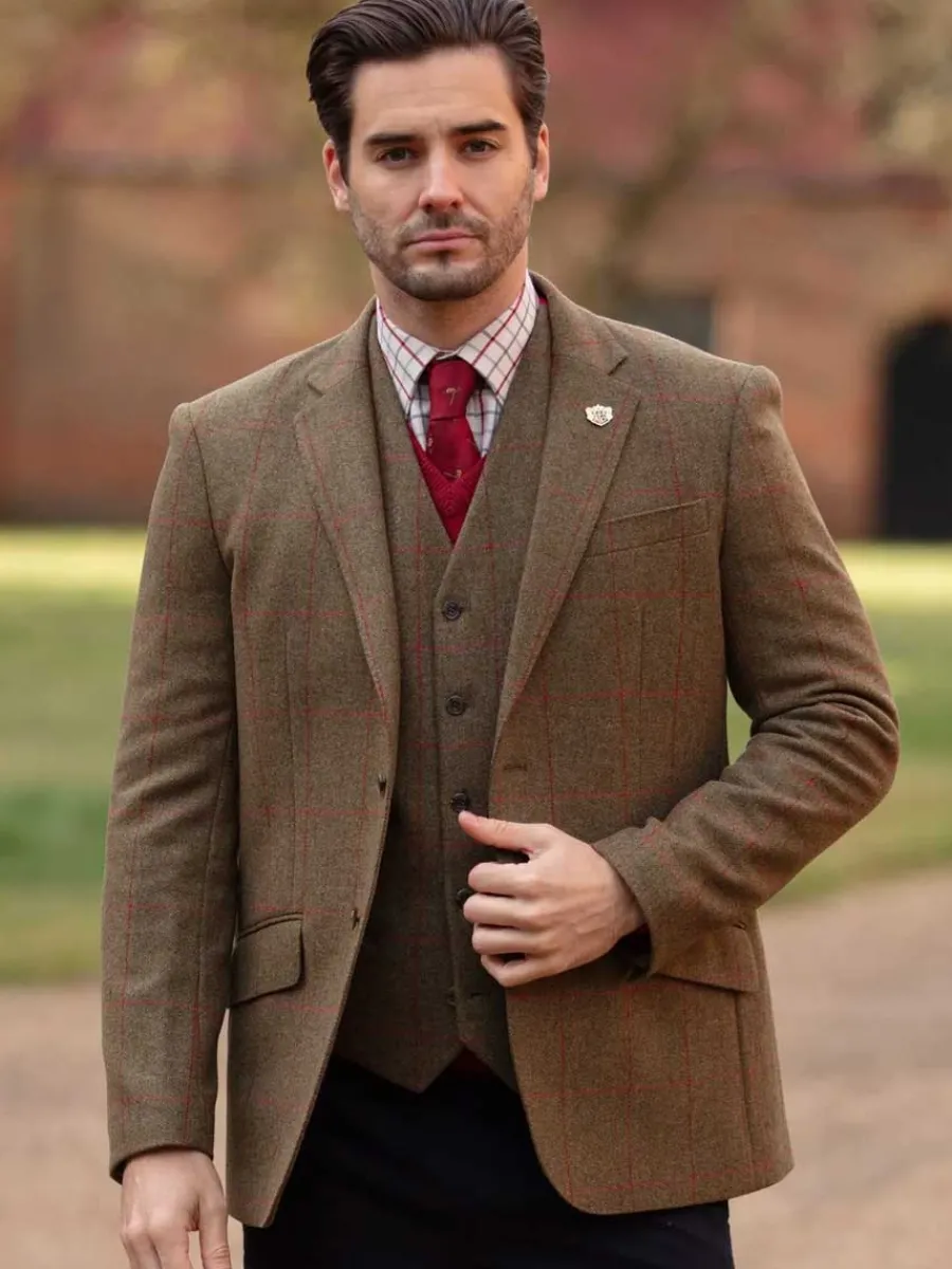 Alan Paine Combrook Mens Tweed Sports Blazer - Sage