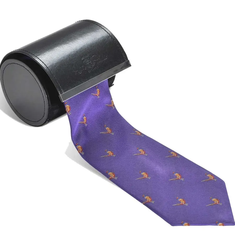 Women Alan Paine Ripon Silk Tie - Standing Pheasant Design -