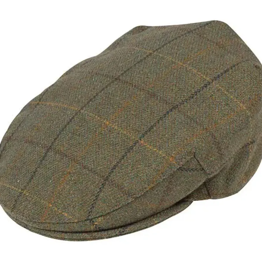 Alan Paine Rutland Mens Tweed Flat Cap - Dark Moss
