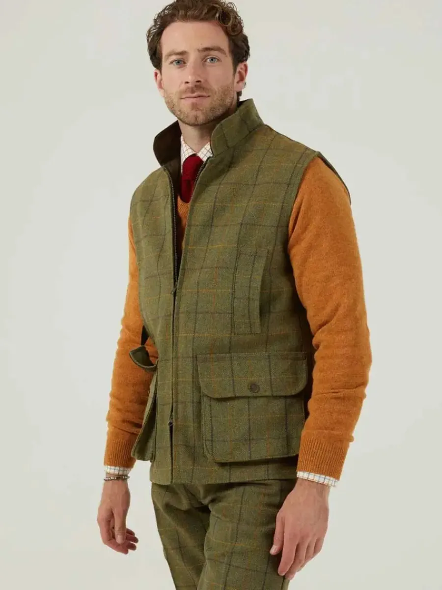 Alan Paine Rutland Mens Zip Waistcoat - Dark Moss
