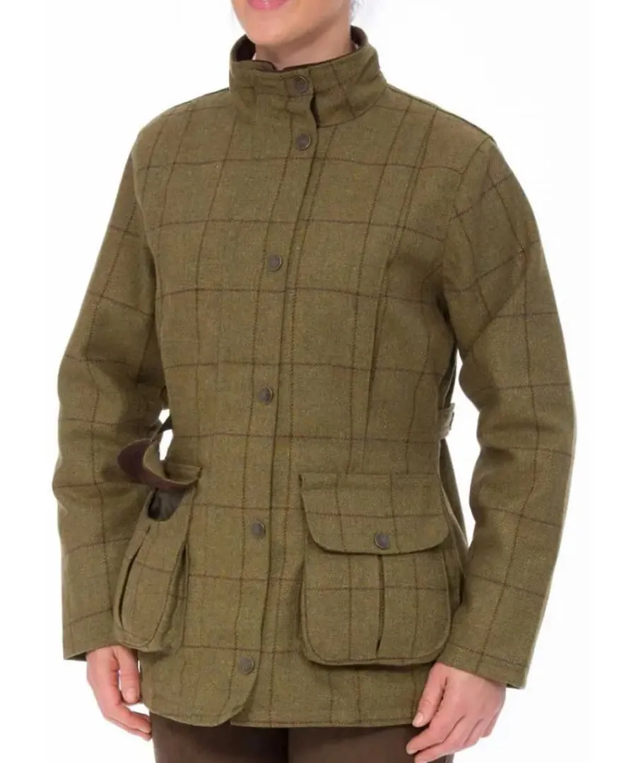 Women Alan Paine Rutland Shooting Coat - Ladies Tweed Waterproof - Lichen