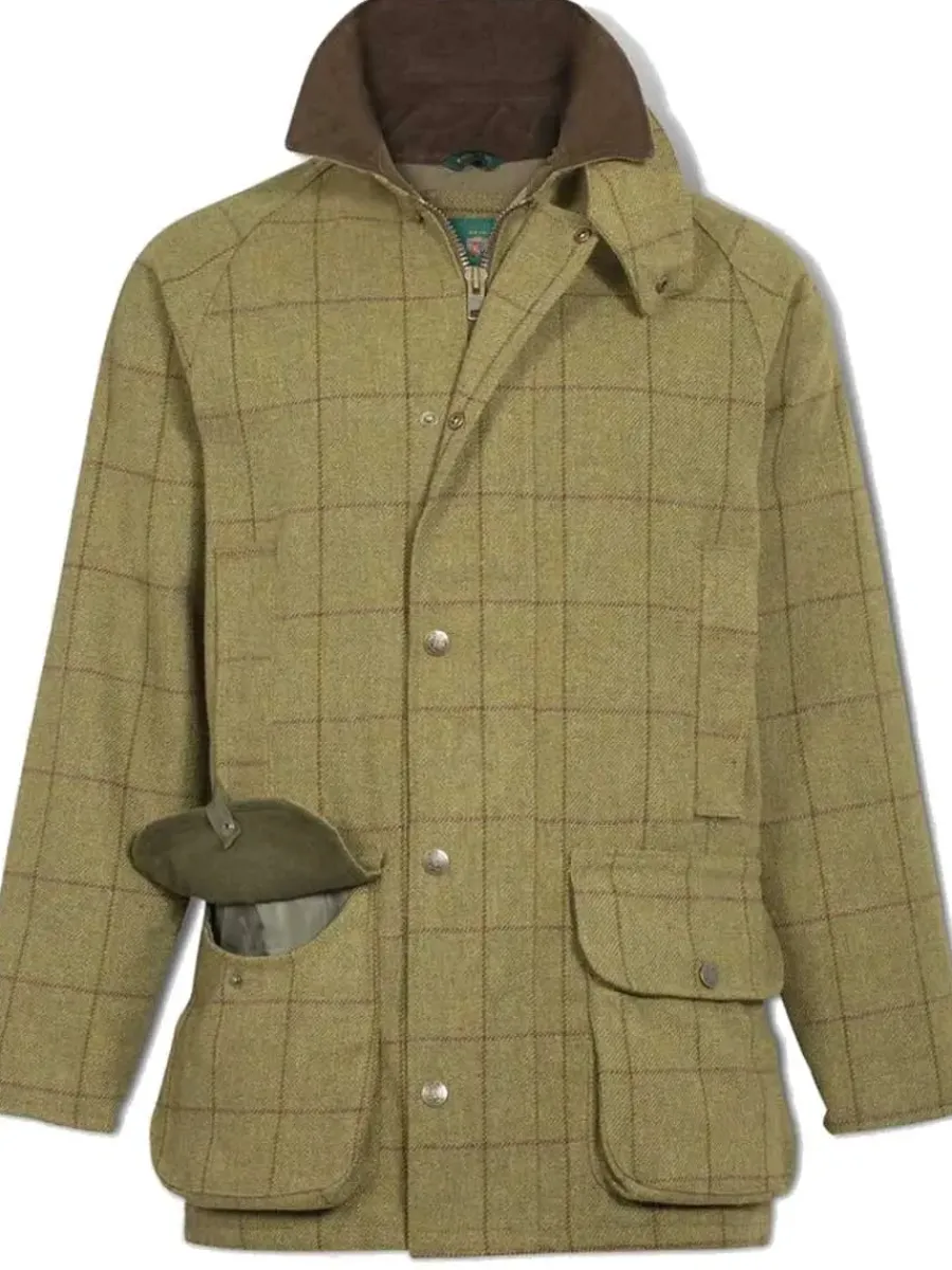Alan Paine Rutland Shooting Coat - Kids Waterproof Tweed - Lichen