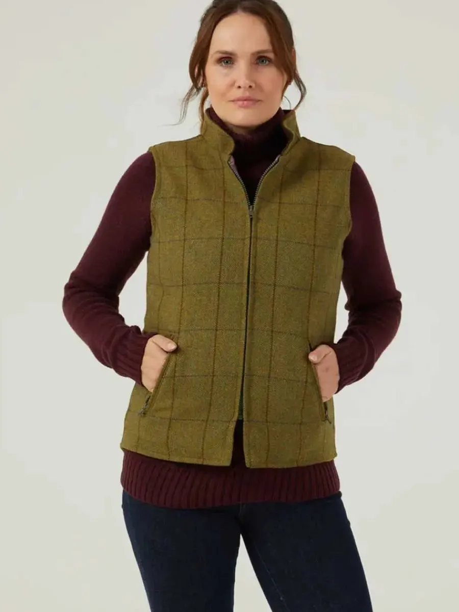 Women Alan Paine Rutland Shooting Waistcoat - Ladies Waterproof Tweed - Lich