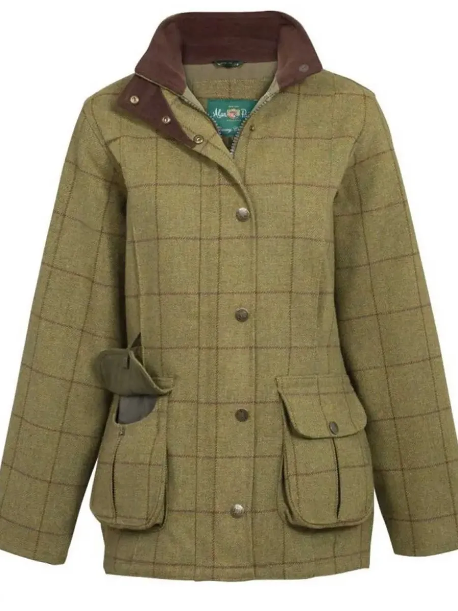 alan_paine_rutland_shooti_2-1.webp Women Alan Paine Rutland Shooting Coat - Ladies Tweed Waterproof - Lichen