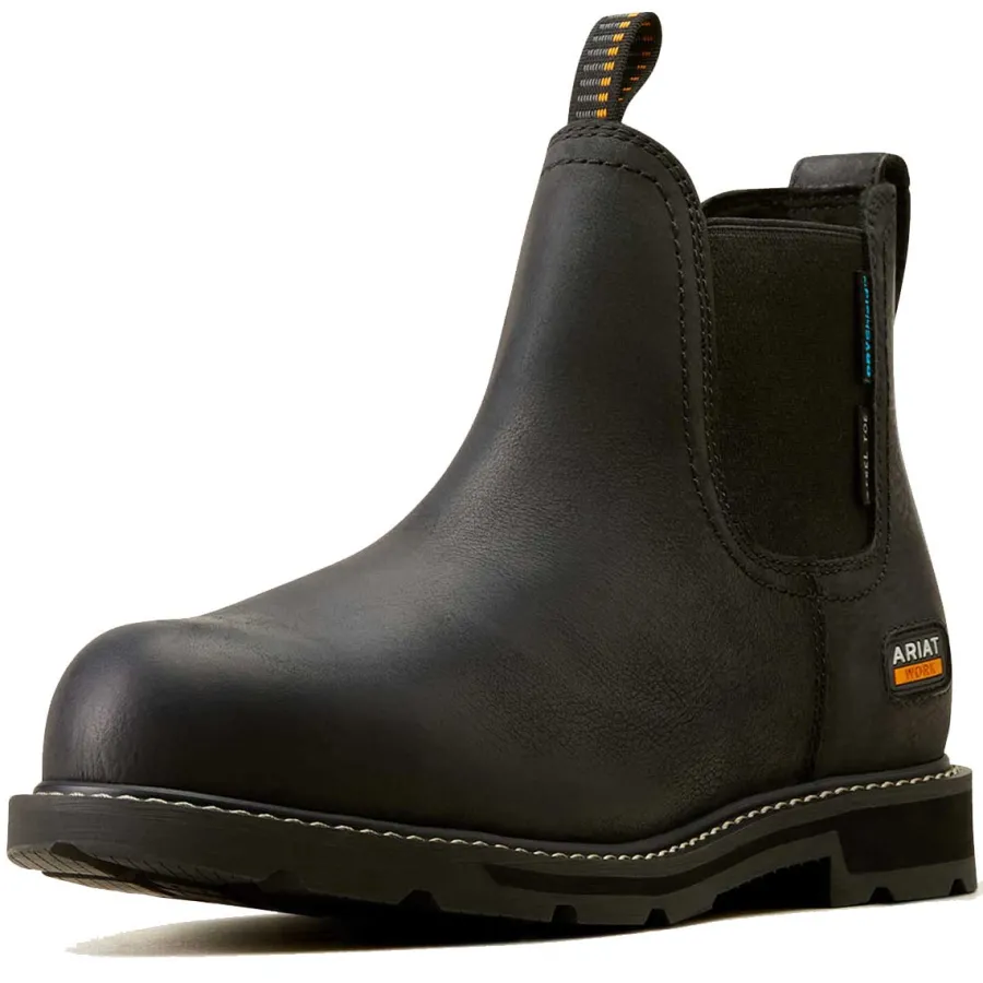 Ariat Groundbreaker Chelsea Work Boots - Mens H2O Steel Toe Cap - Blac