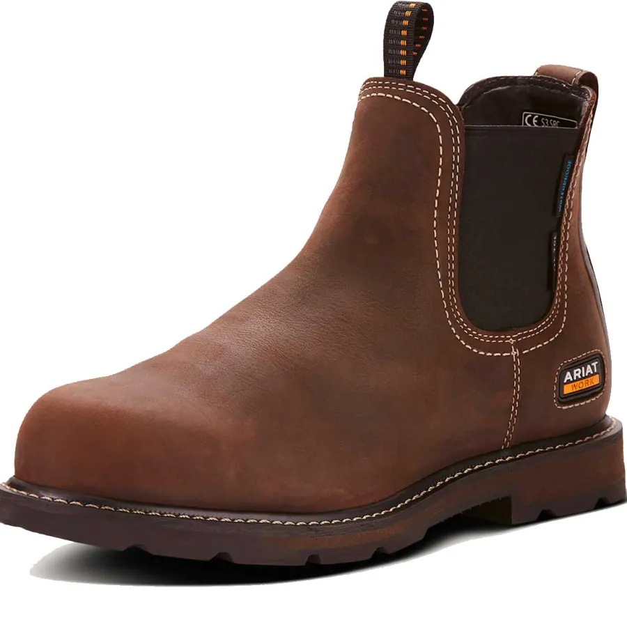 Ariat Groundbreaker Chelsea Work Boots - Mens H2O Steel Toe Cap - Dark