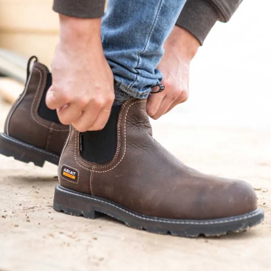 Ariat Groundbreaker Chelsea Work Boots - Mens H2O Steel Toe Cap - Dark
