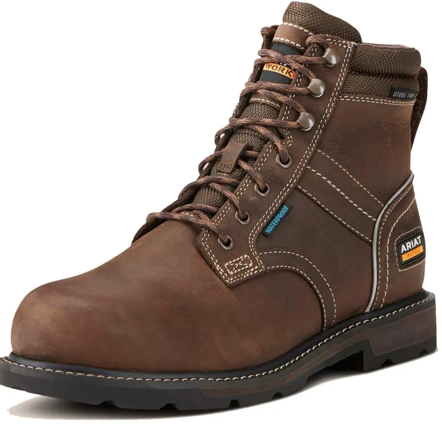 Ariat Groundbreaker 6" Lace Work Boots - Mens H2O Steel Toe Cap
