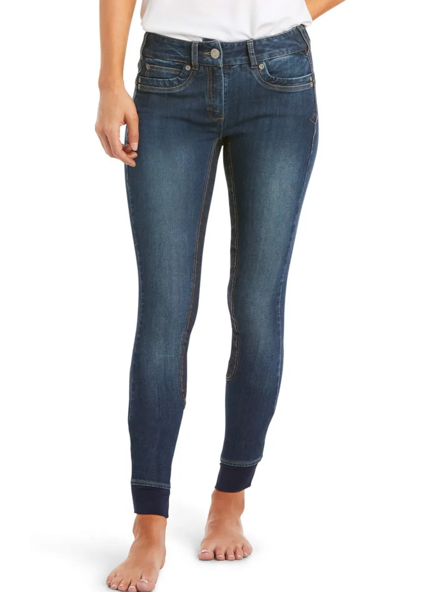 Women Ariat Halo Denim Riding Breeches – Womens Full Seat - Marine Blue