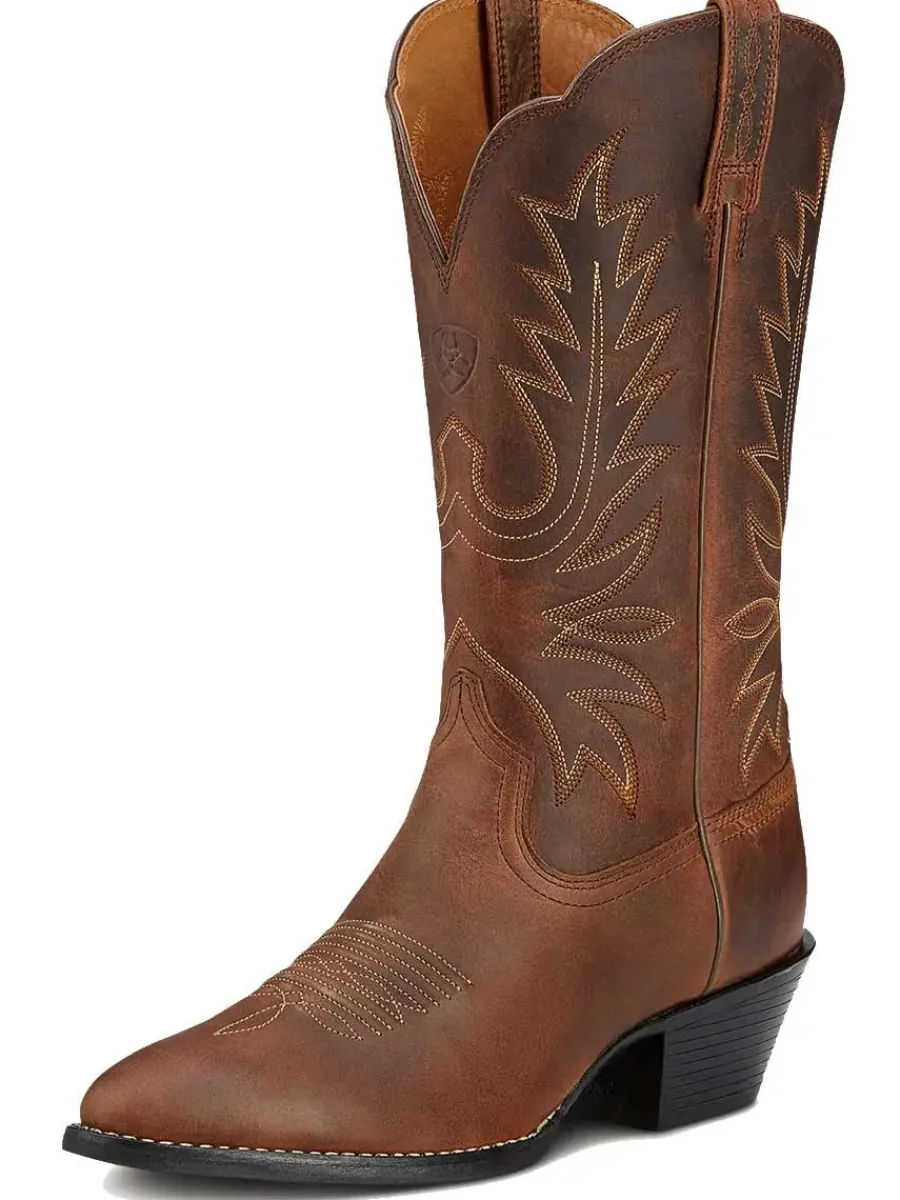 Ariat Heritage Western R Toe Boots - Womens Cowgirl - Distressed Brown