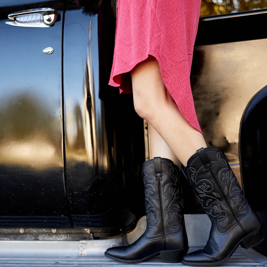 ariat_heritage_western_r__1-2.webp Women Ariat Heritage Western R Toe Boots - Womens Cowgirl - Black Deertan