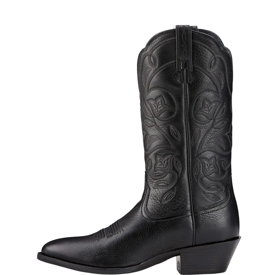 ariat_heritage_western_r__2-2.webp Women Ariat Heritage Western R Toe Boots - Womens Cowgirl - Black Deertan