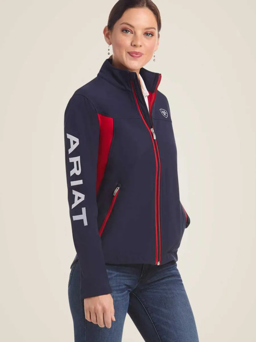 Women Ariat New Team Softshell Jacket - Womens - Navy & Red