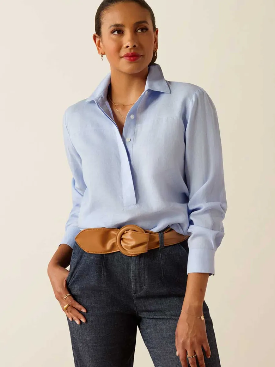 Women Ariat Pocklington Blouse - Womens - Pacific Blue