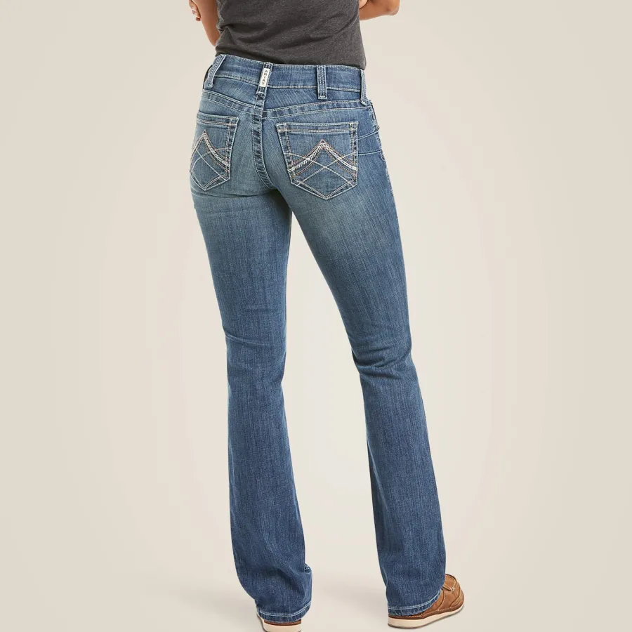 Ariat R.E.A.L Mid Rise Icon Stackable Straight Leg Jeans - Women's - R