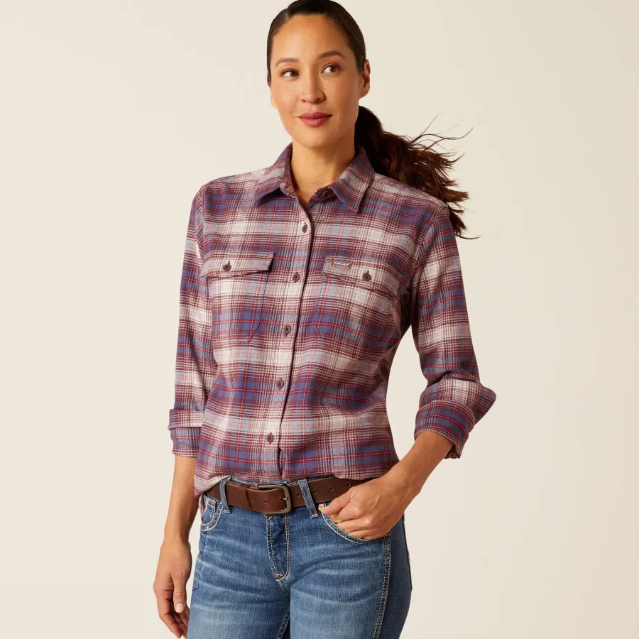 Women Ariat Rebar DuraStretch Work Shirt - Womens - Pearl Grey