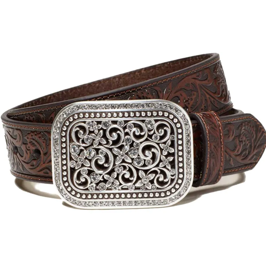 Ariat Rhinestone Filigree Belt - Womens - Brown