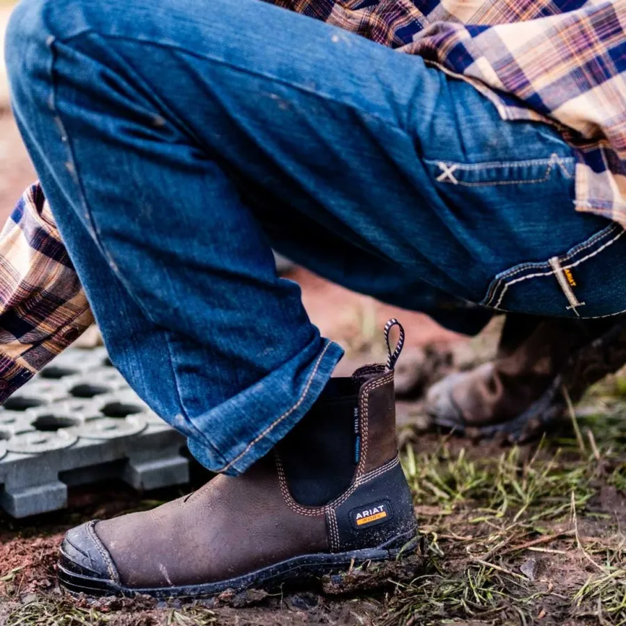 Ariat Treadfast Chelsea Work Boots - Mens Waterproof Steel Toe Cap - D