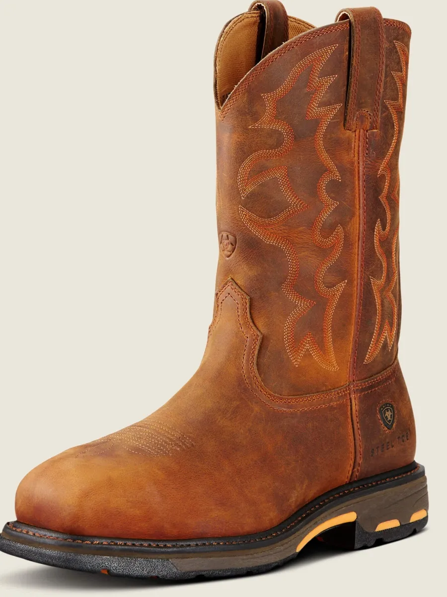 Ariat Workhog Wide Square Toe Work Boots - Mens H2O Steel Toe Cap - To