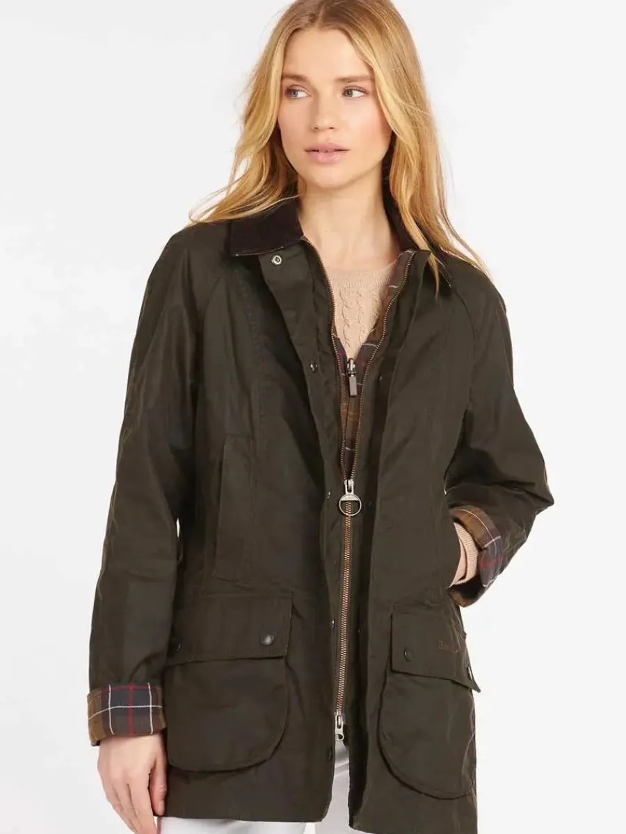 Women Barbour Classic Beadnell Wax Jacket - Womens - Olive