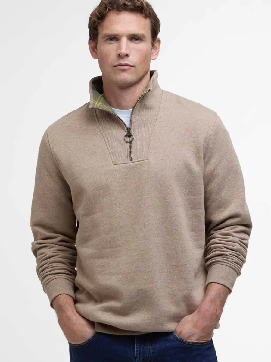 Barbour Nelson Essential Half Zip Jumper - Mens - Stone Marl