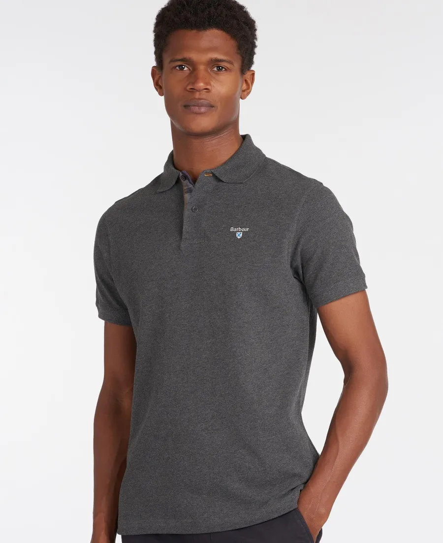 Barbour Tartan Pique Polo Shirt - Men's - Slate Marl