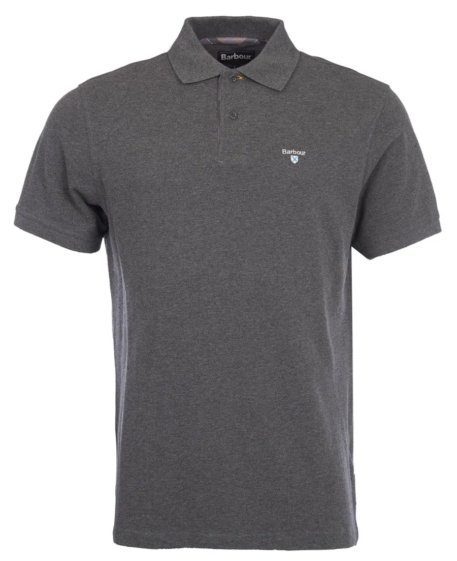 Barbour Tartan Pique Polo Shirt - Men's - Slate Marl