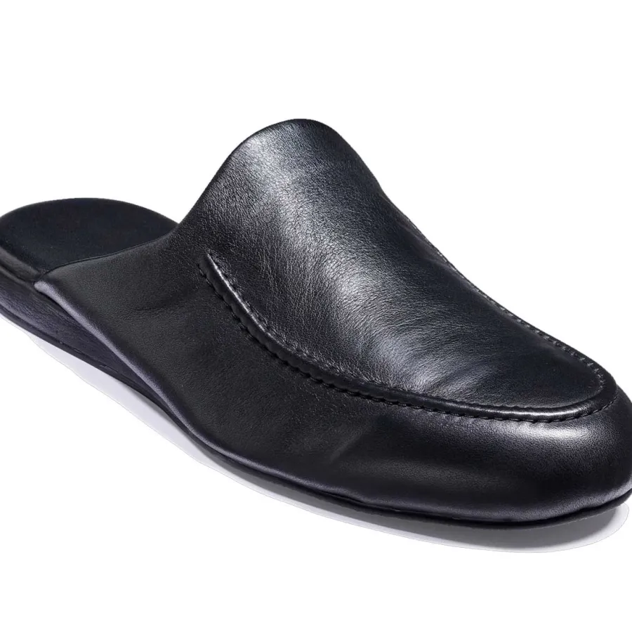 Women Barker Shoes BARKER Birch Slippers - Mens - Black Leather