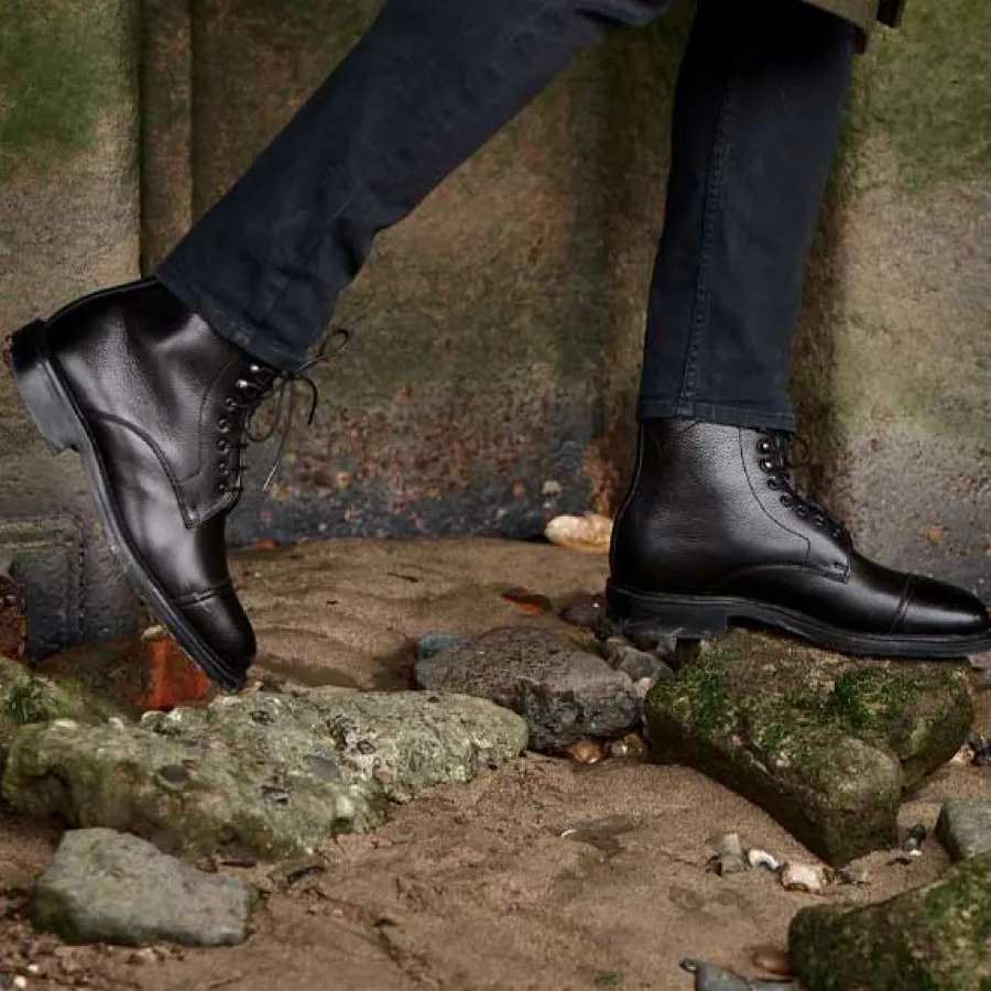Barker Shoes BARKER Donegal Boots - Mens Toe Cap - Black Calf