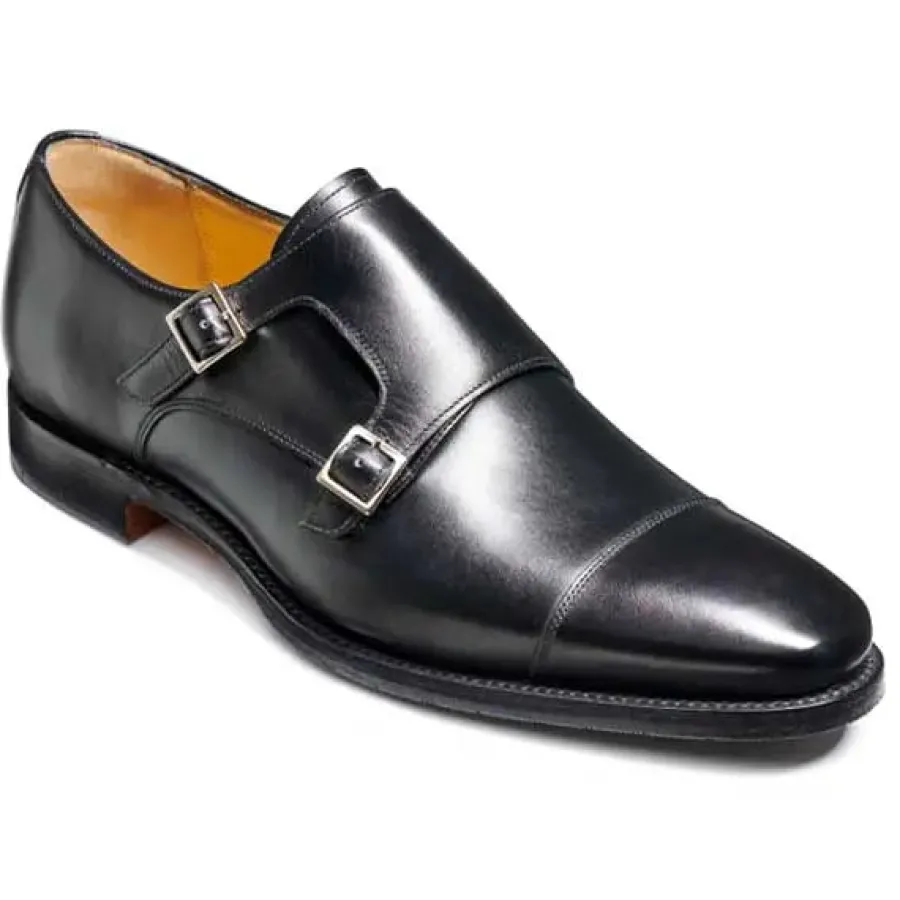 Barker Shoes BARKER Edison Shoes - Mens Monk Strap - Black Calf