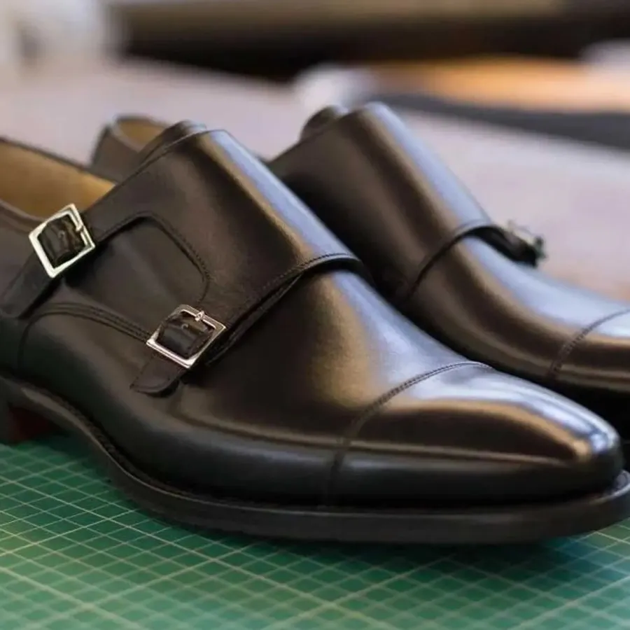 Barker Shoes BARKER Edison Shoes - Mens Monk Strap - Black Calf