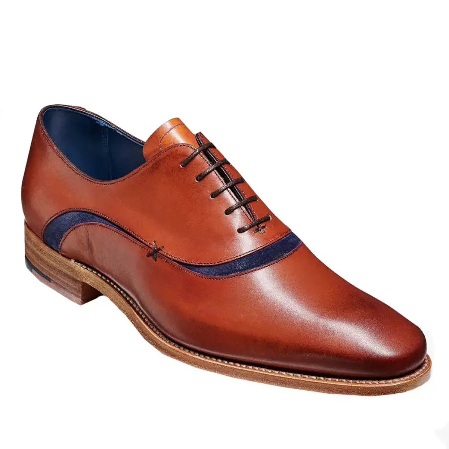 Barker Shoes BARKER Emerson Shoes - Mens Oxford- Antique Rosewood Calf & Navy Suede