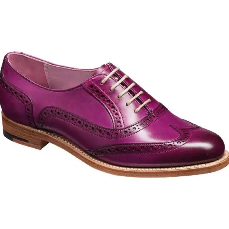 Women Barker Shoes BARKER Fearne Shoes - Ladies Brogues - Purple Hand-Painted