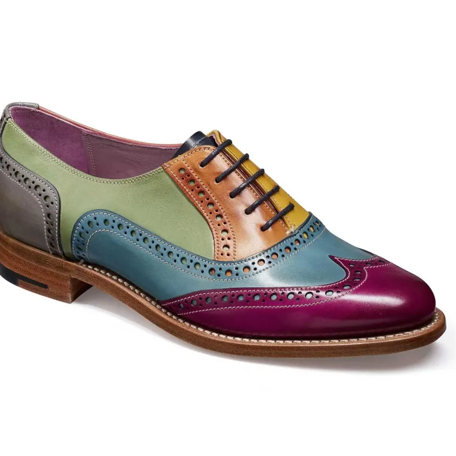 Women Barker Shoes BARKER Fearne Shoes - Ladies Brogues - Multi Coloured Hand-Painted