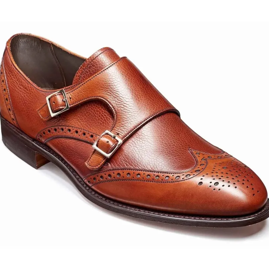 Barker Shoes BARKER Fleet Shoes - Mens Double Monk Strap Brogues - Rosewood Calf &