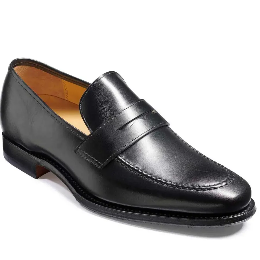 Barker Shoes BARKER Gates Shoes - Mens Moccasin Loafer - Black Calf