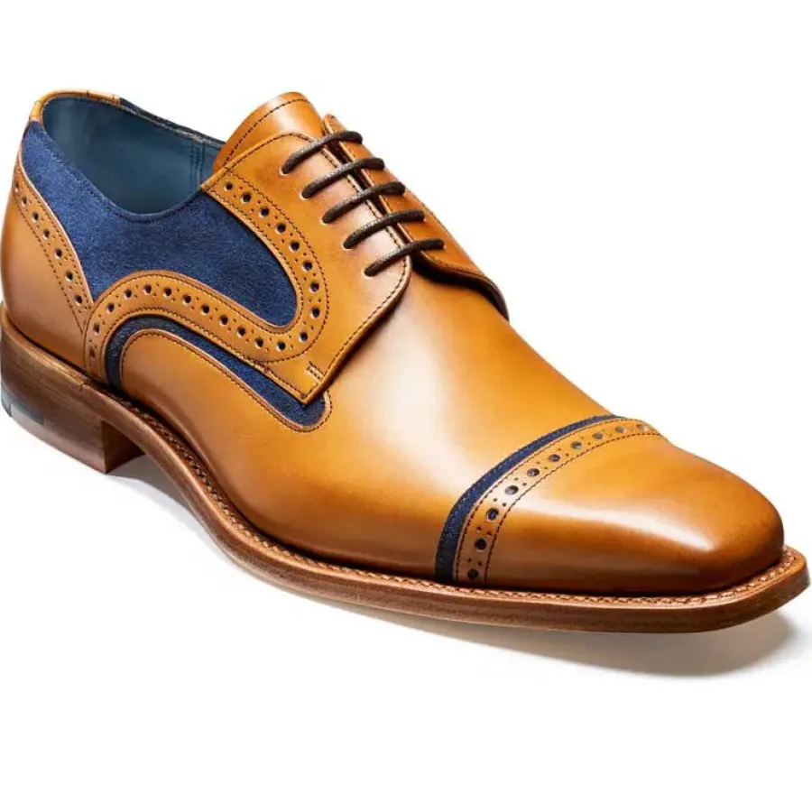 Barker Shoes BARKER Haig Shoes - Mens Derby - Cedar Calf & Blue Suede