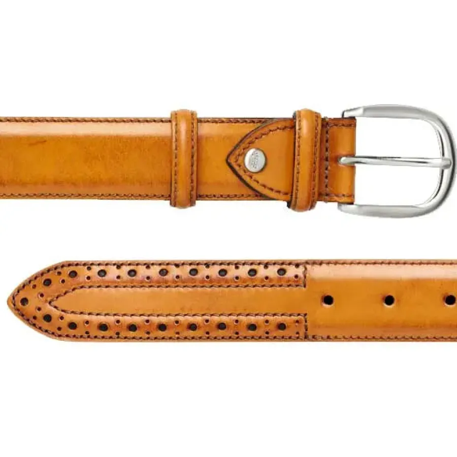 barker_leather_brogue_bel_1.webp Barker Shoes BARKER Leather Brogue Belt - Mens - Cedar Calf