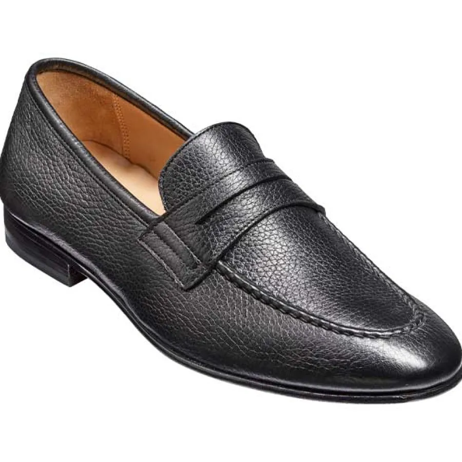 Barker Shoes BARKER Ledley Shoes - Mens Moccasins - Black Deerskin