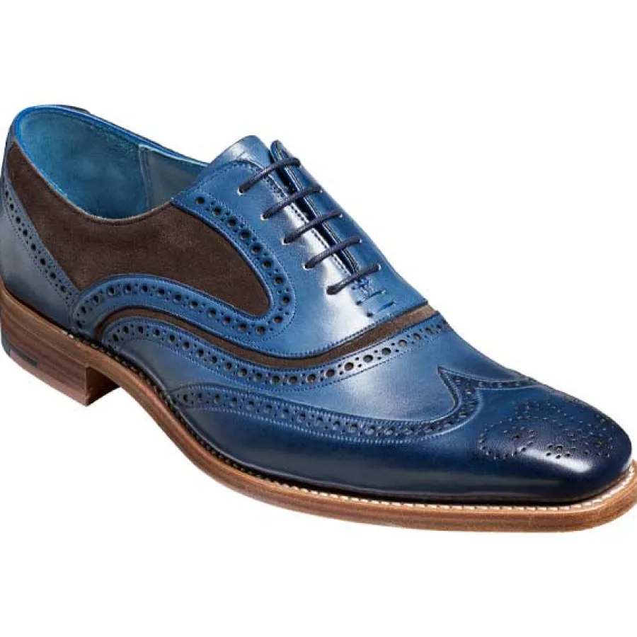 Barker Shoes BARKER McClean Shoes - Mens Brogue - Navy Hand Painted & Chocolate Sue