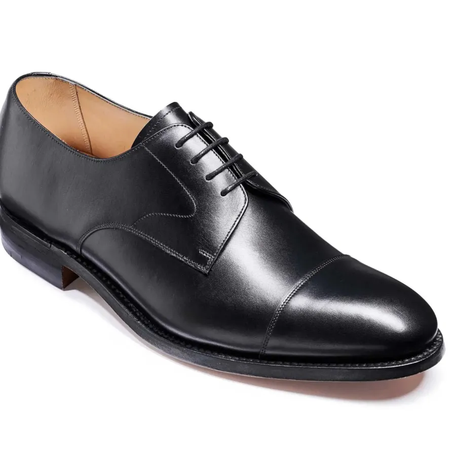Barker Shoes BARKER Morden Shoes - Mens Toe Cap Derby - Black Calf