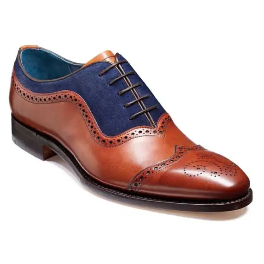 Barker Shoes BARKER Nicholas Shoes - Mens Oxford Style - Antique Rosewood & Navy Su