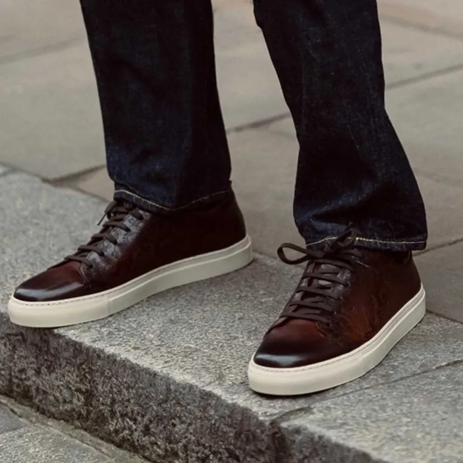 Barker Shoes BARKER Paisley Sneakers - Mens - Chestnut Hand Painted