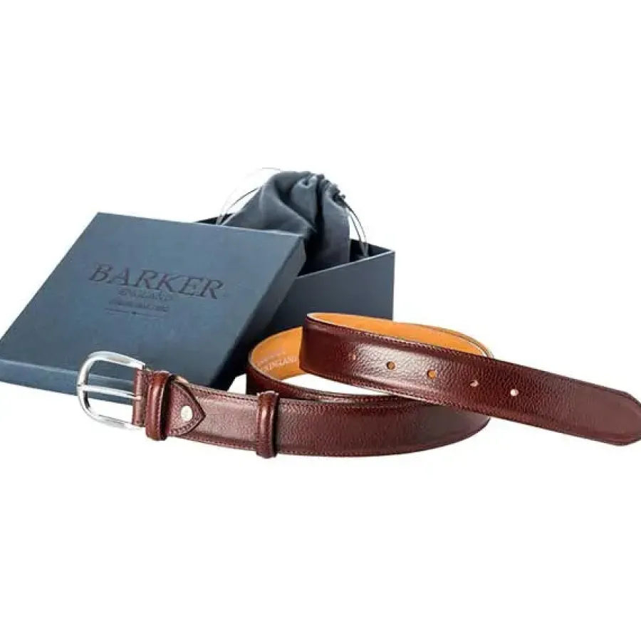 Barker Shoes BARKER Plain Leather Belt - Mens - Cherry Grain