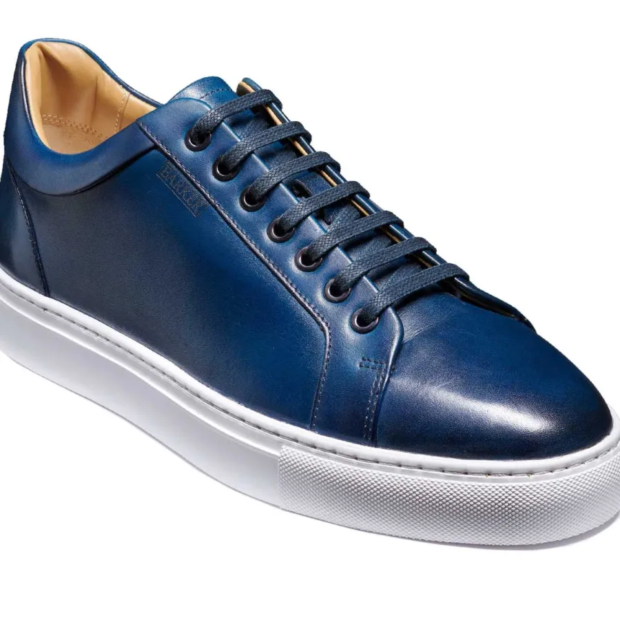 Barker Shoes BARKER Sam Sneakers - Mens - Navy Hand Painted