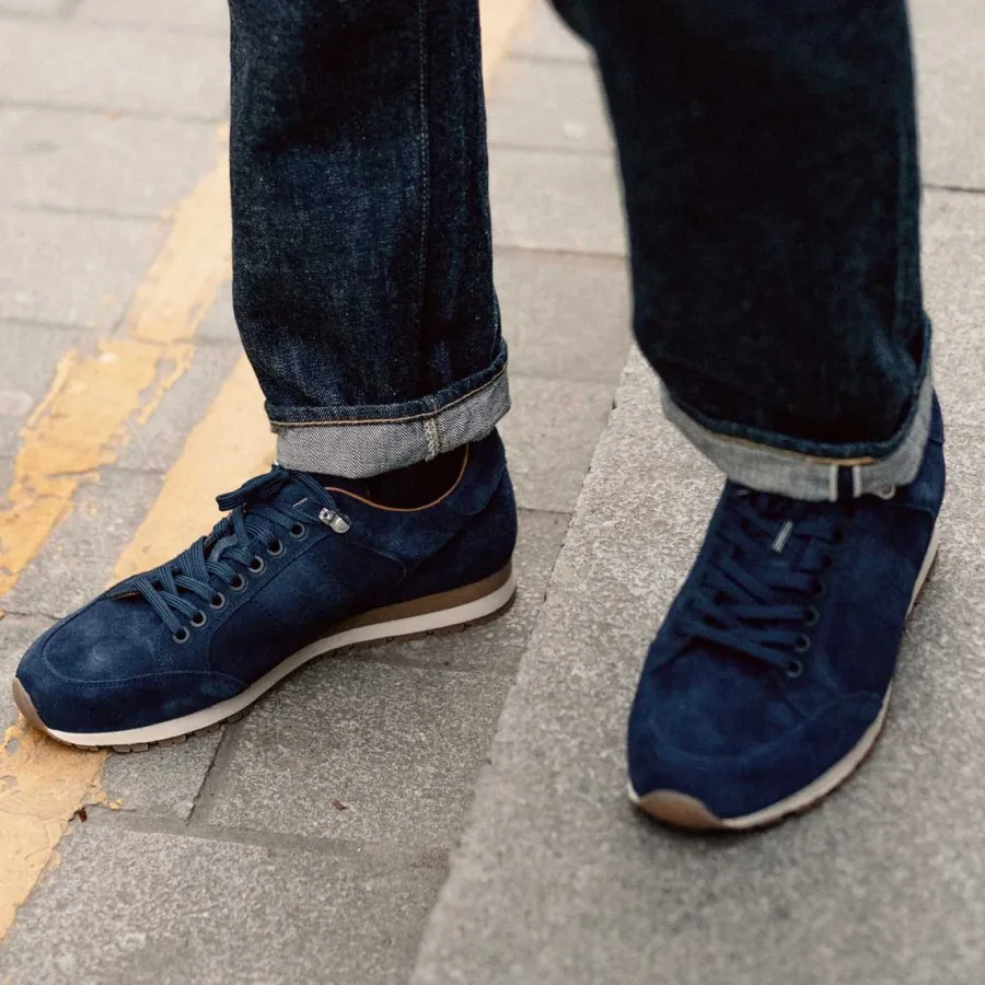 Barker Shoes BARKER Seb Sneakers - Mens - Navy Suede
