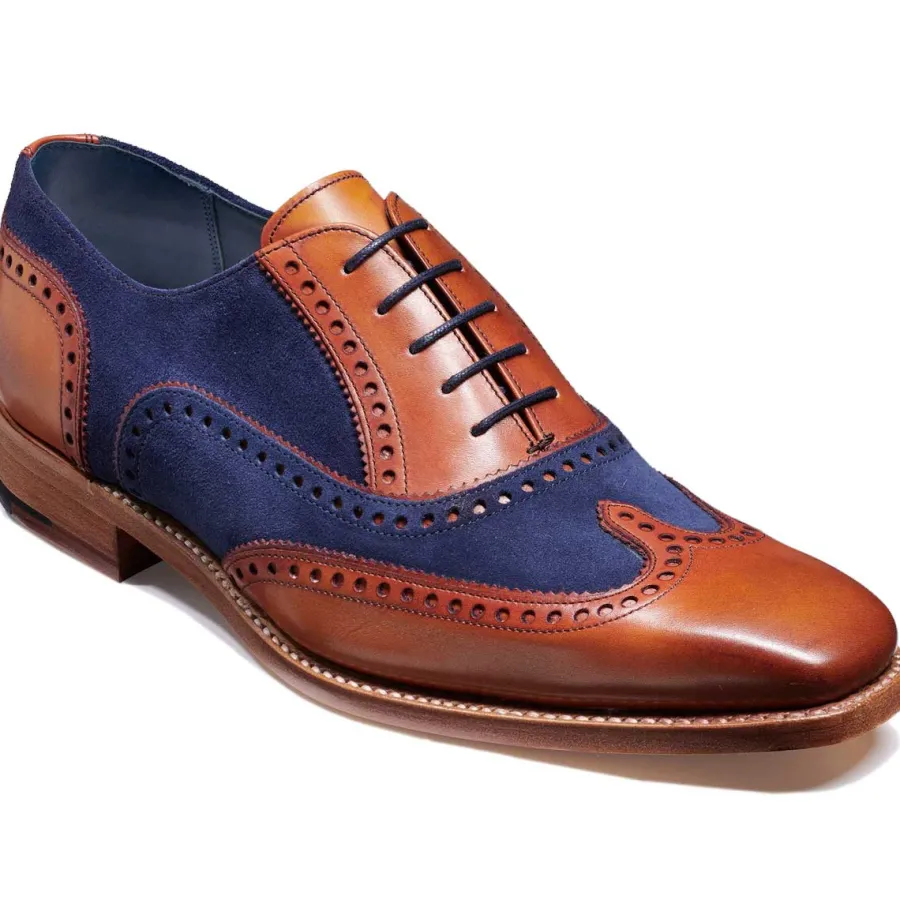 Barker Shoes BARKER Spencer Shoes - Mens Brogue - Antique Rosewood & Navy Suede