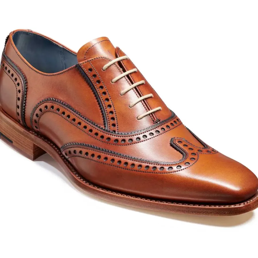 Barker Shoes BARKER Spencer Shoes - Mens Brogue - Antique Rosewood & Navy Detail