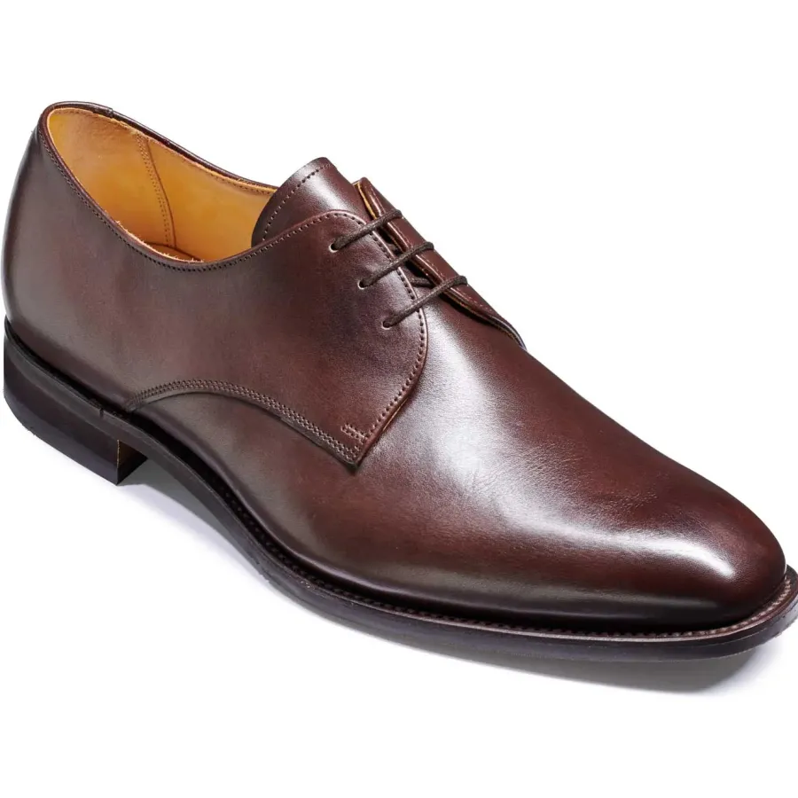 Barker Shoes BARKER St. Austell Shoes - Mens Plain Fronted Derby - Dark Walnut Calf
