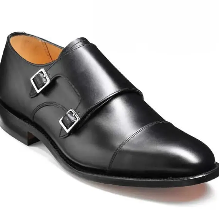 Barker Shoes BARKER Tunstall Shoes - Mens Double Monk Strap - Black